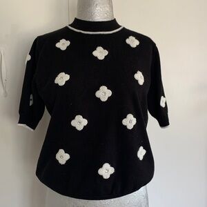Redesigned embellished black-and-white sweater size small. No tag